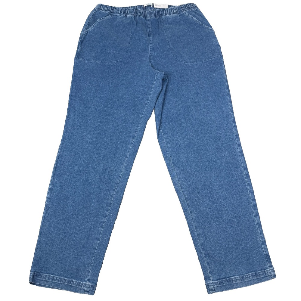Croft & Barrow Jeans Womens 16W Blue Pull On Stretch Denim Straight Leg Mom NWT
